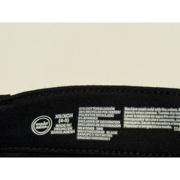 Wonder Nation French Girls Sz 4-5 Shorts Black  Pull On Adjustable Waist  New - Picture 5 of 6